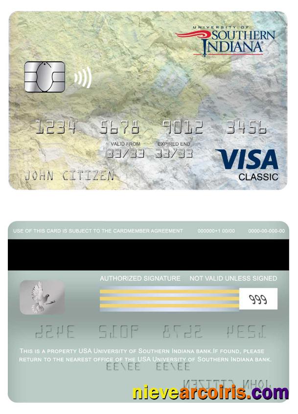 USA University of Southern Indiana bank visa classic card